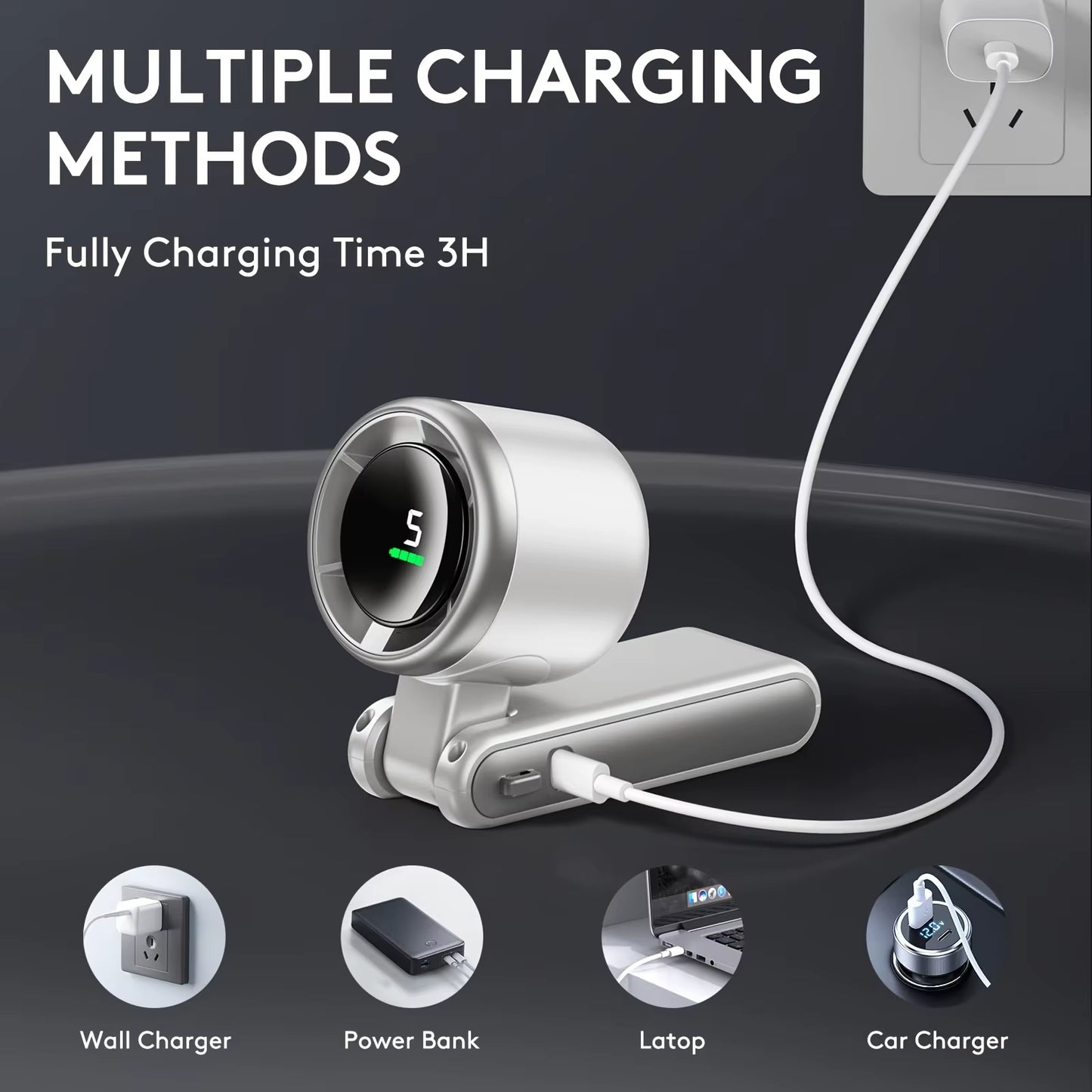 2025 New Hanging Neck Outdoor 180 Degree Folding Desktop Mini Fan Hand-Held Folding High-Speed Powerful Turbo Fan
